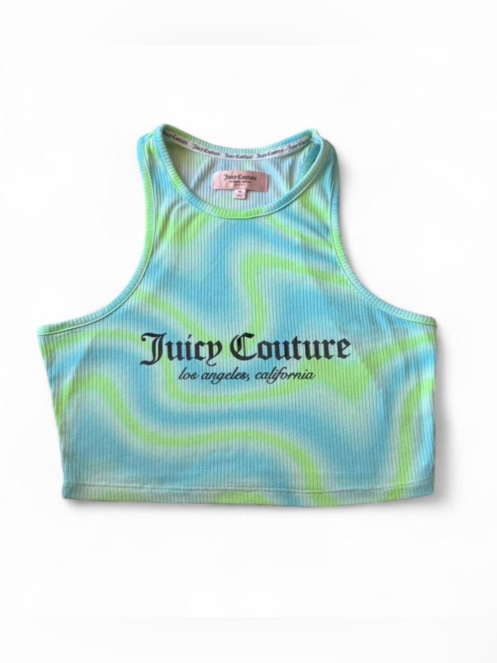 Juicy Couture blue and green tie-dye crop top Size M